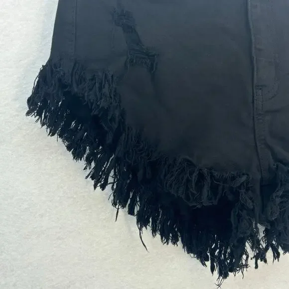 Aphrodite Hot Pant Shorts Women MEDIUM Black Distressed Frayed Casual Rave